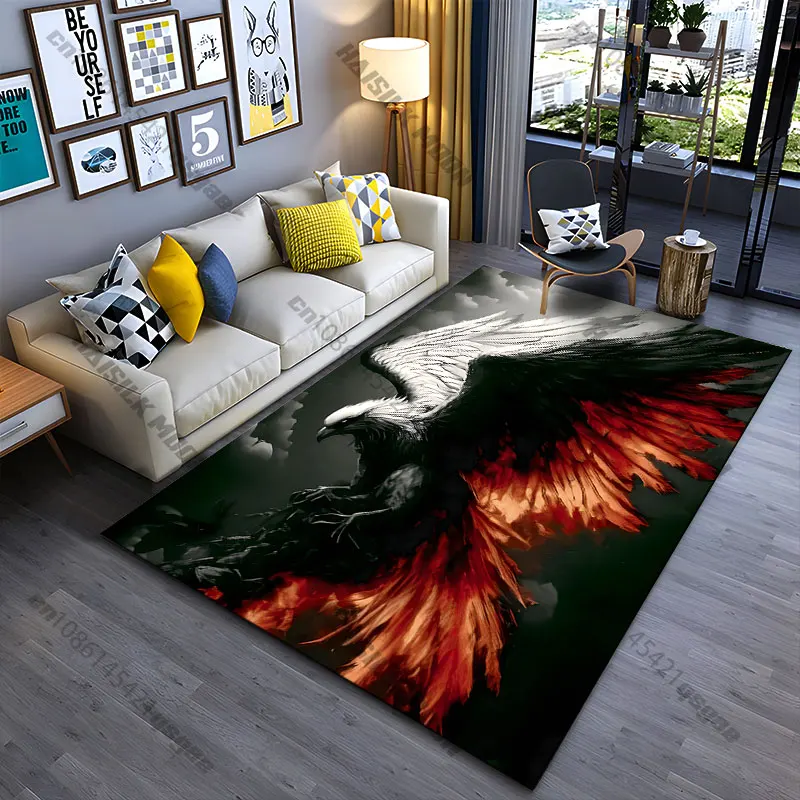 Majestic fiery eagle in flight carpet Yoga living room room decor children's crawling mat doormat area rug games mat