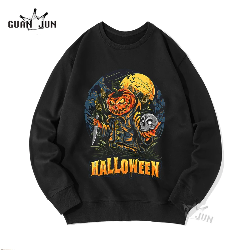 Pumpkin Hoodie Halloween Killer Print Men Hoodies Sweatshirt Trend Male Clothes Hip-Hop Punk Crewneck Streetwear Skull Tops