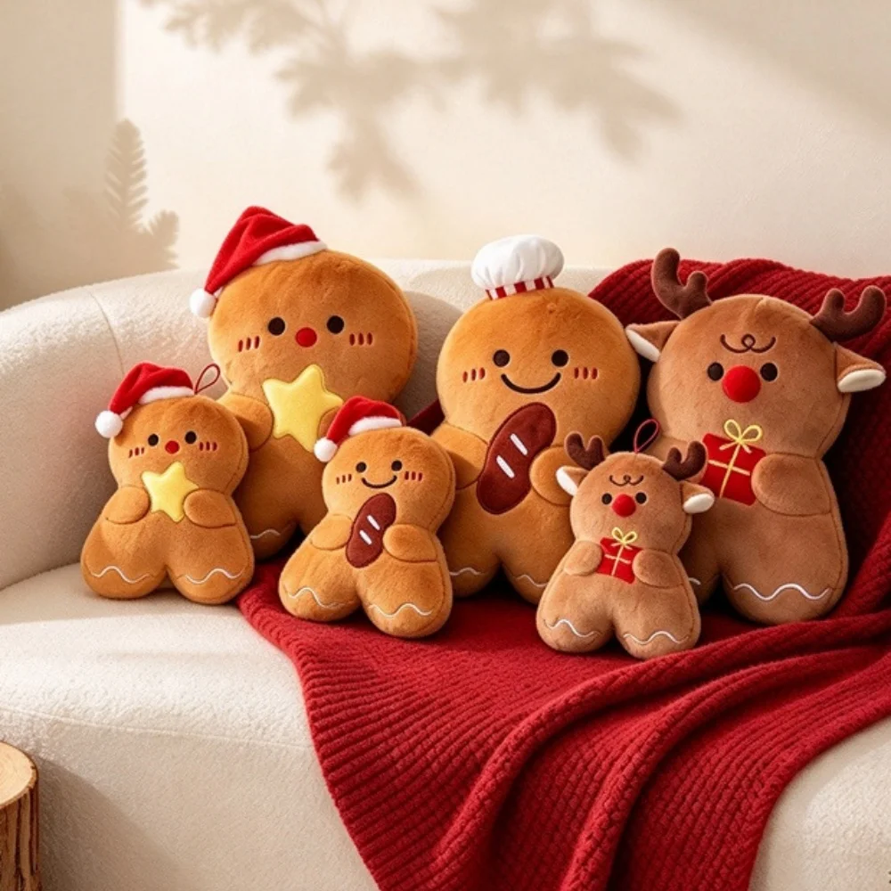 Cute Gingerbread Man Plush Pendant Soft Cookie Stuffed Doll Christmas Tree Hanging Ornament Xmas Home Decor