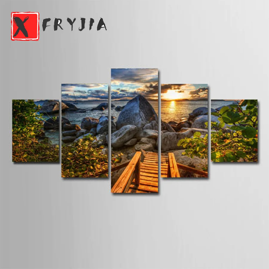 5pcs Diamond Painting Sunset romantic island scenery Full Square drill Embroidery Cross Stitch mosaic New Arrival Handmade Gift