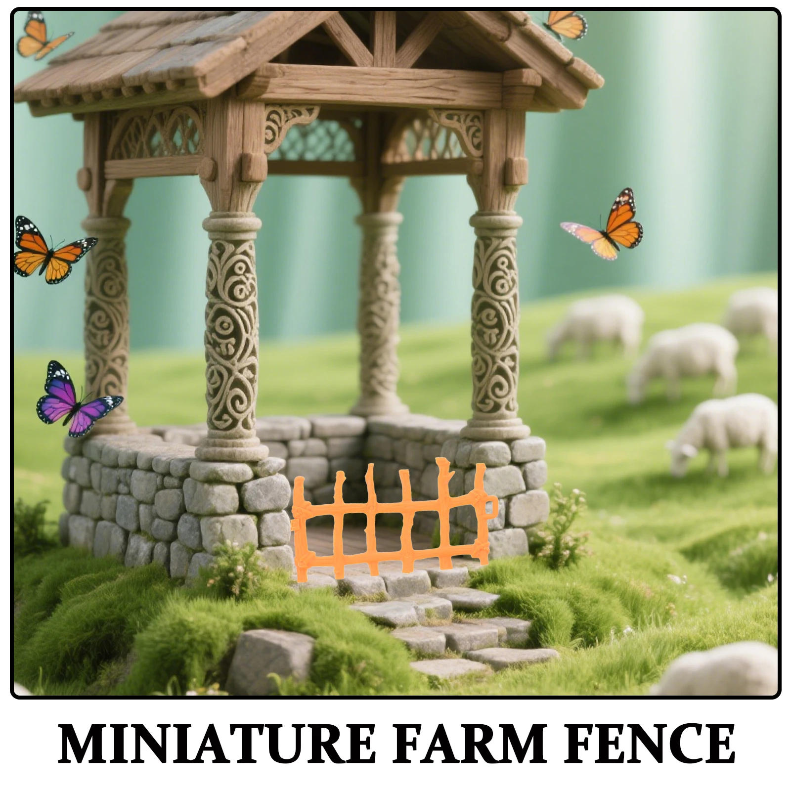 50개 플라스틱 미니어처 펜스, 자연스러운 나무 느낌의 정원 장면, 공예 전시, 농장 장식용 미니 펜싱