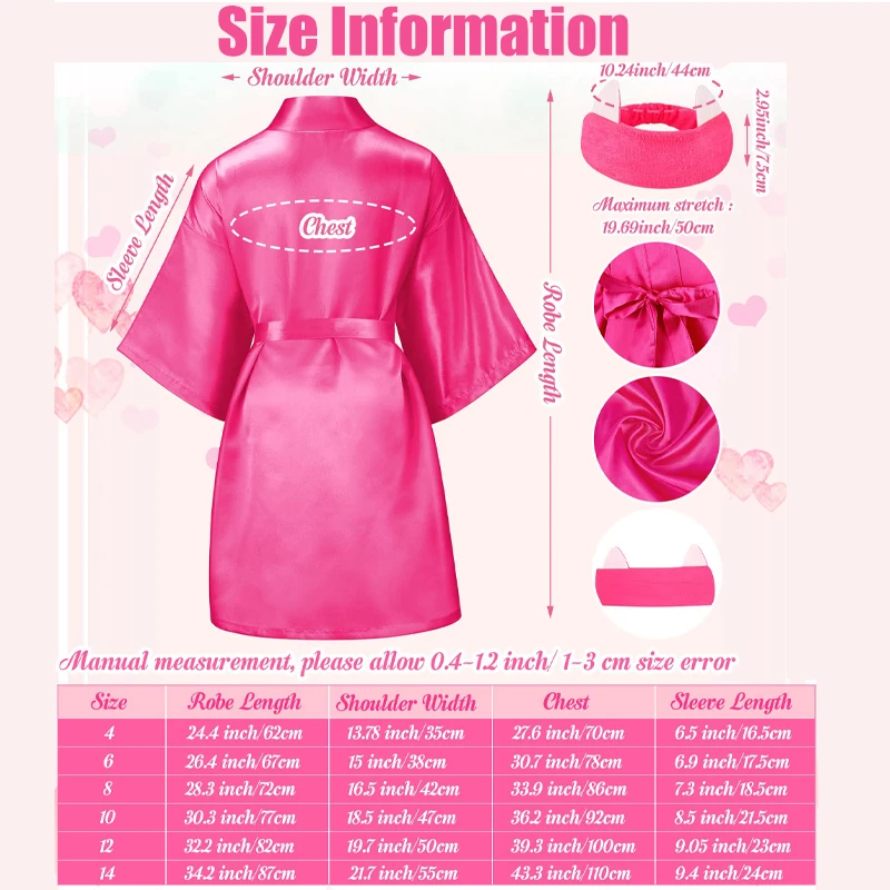 5-15Set Spa Party Robes Girls Kimono Satin Robe Kids Birthday Slumber Party Costume Pink Party Favors Birthday Squad Robe