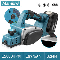 Mamidw 15000RPM Brushless Electric Planer 82mm Cordless Handheld Power Planer Carpenter Home DIY For Makita 18V Battery Pin