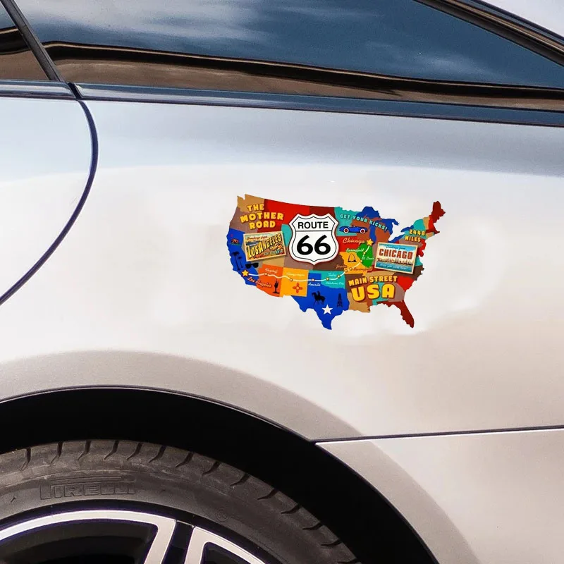 

Fashion Classic Route 66 Service Logo Car Sticker Stay Away Glass Window Body Waterproof Vinyl Decal Decoration