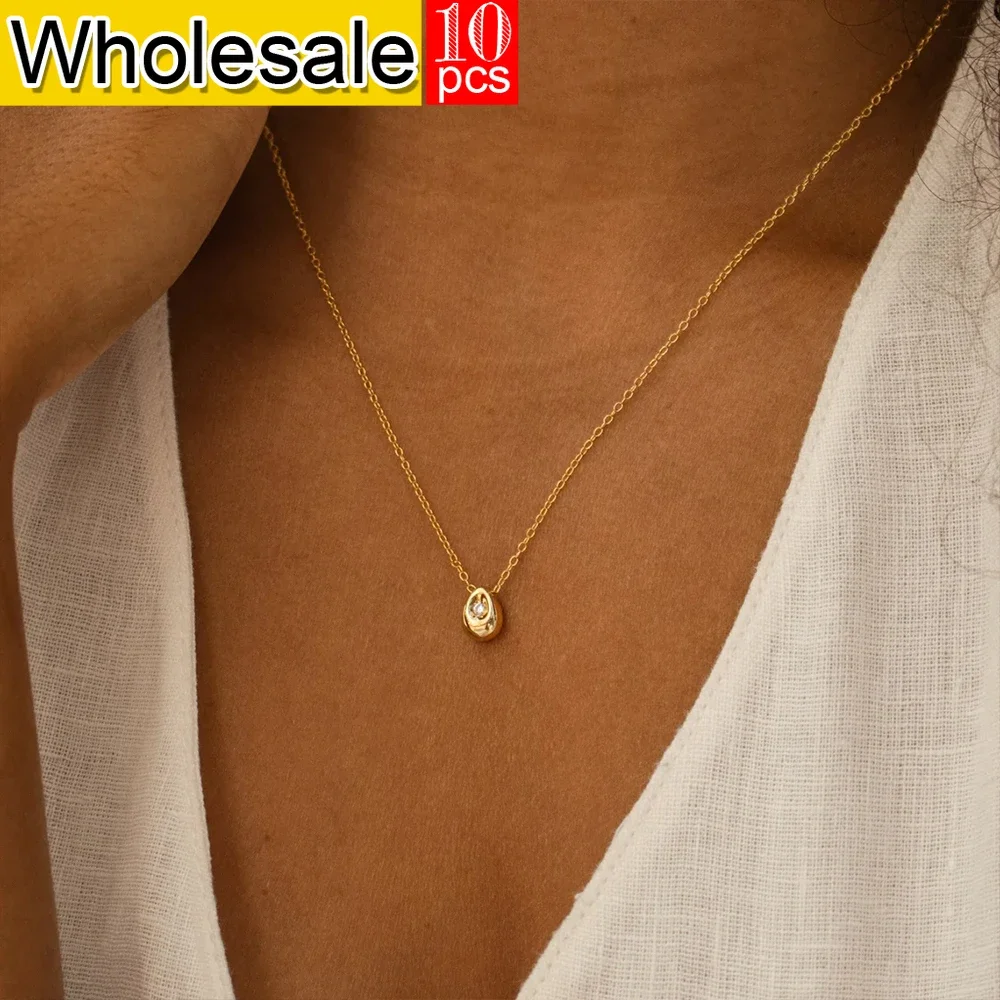 Necklace Women's Water Drop Pendant Stainless Steel Chain New Jewelry Set Luxury Designer Jewelry Sister Gifts