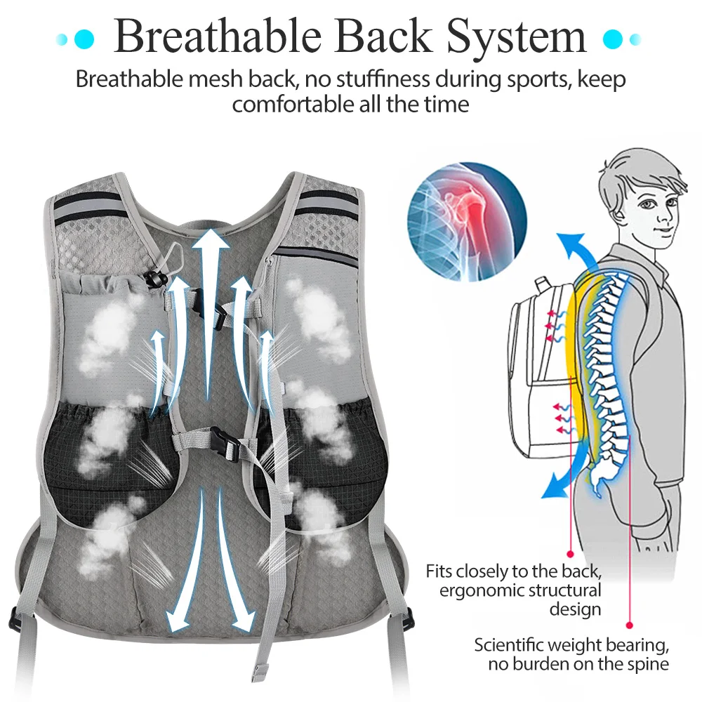 NEWBOLER Breathable Hydration Vest Trail Running Backpacks Lightweight Cycling Run Jogging Marathon Backpack Riding Climbing Bag
