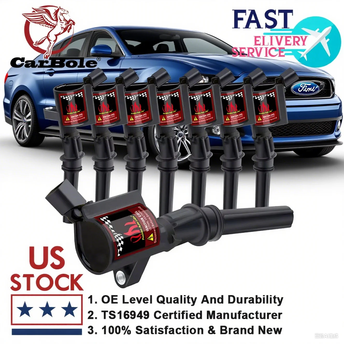 

US Stock 8 Pack Silicone Ignition Coils Coil DG508 C1454 4.6L/5.4L V8 for Ford F150 1997 - 2010 & F-250 SUPER DUTY 1999 - 2004