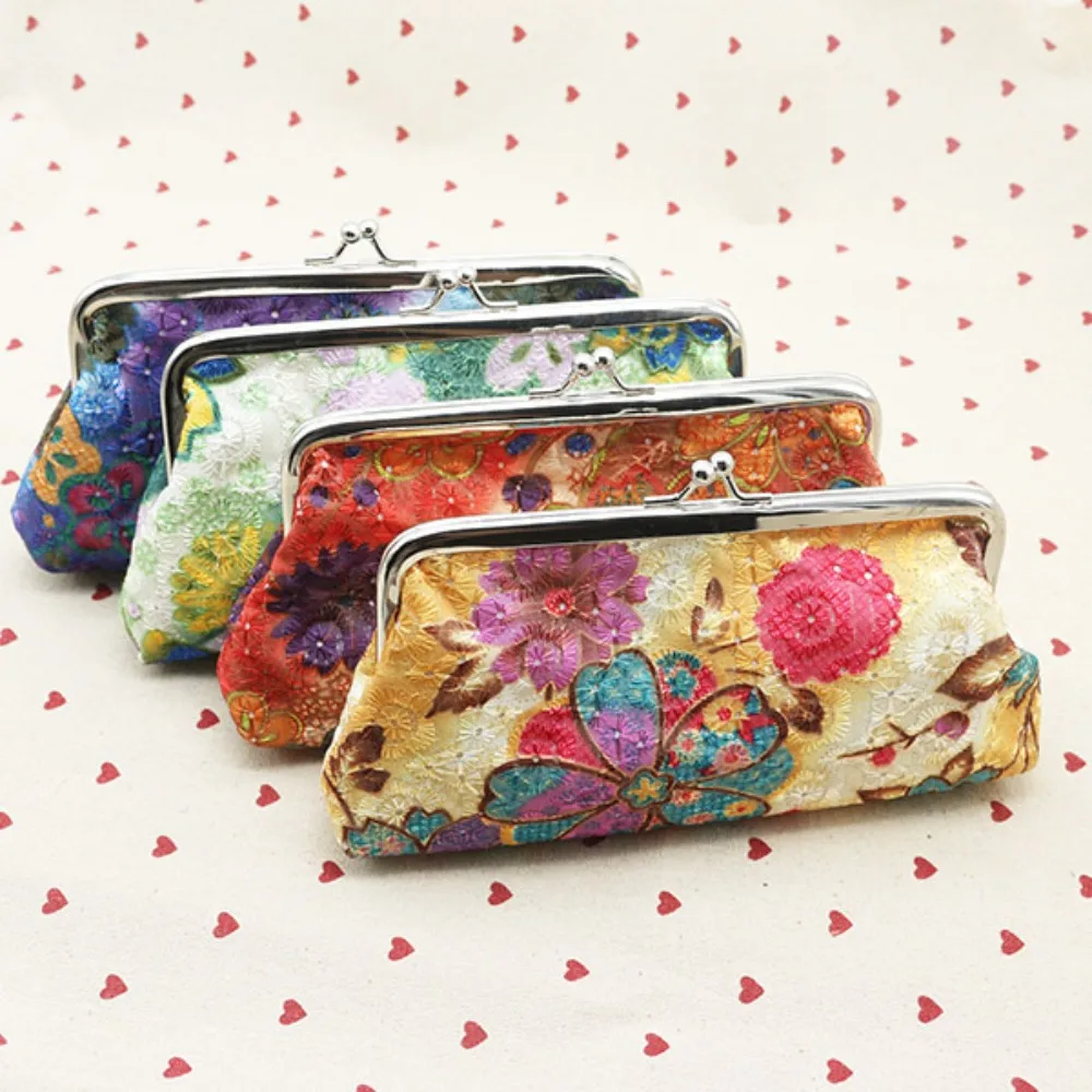Fashion Weave Cloth Embroidered Fabric Wallet Dacron Handheld Wallet Pocket Bag