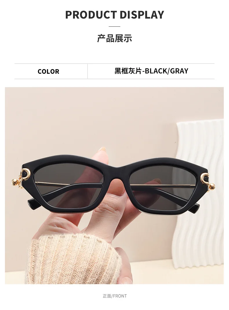 Vintage Elegante Patchwork Cat-Eye-Knoten-Sonnenbrille für Damen Neue Mode Legierung Quadratische Verlaufsgläser Damen-Fahrbrille – Detail 6