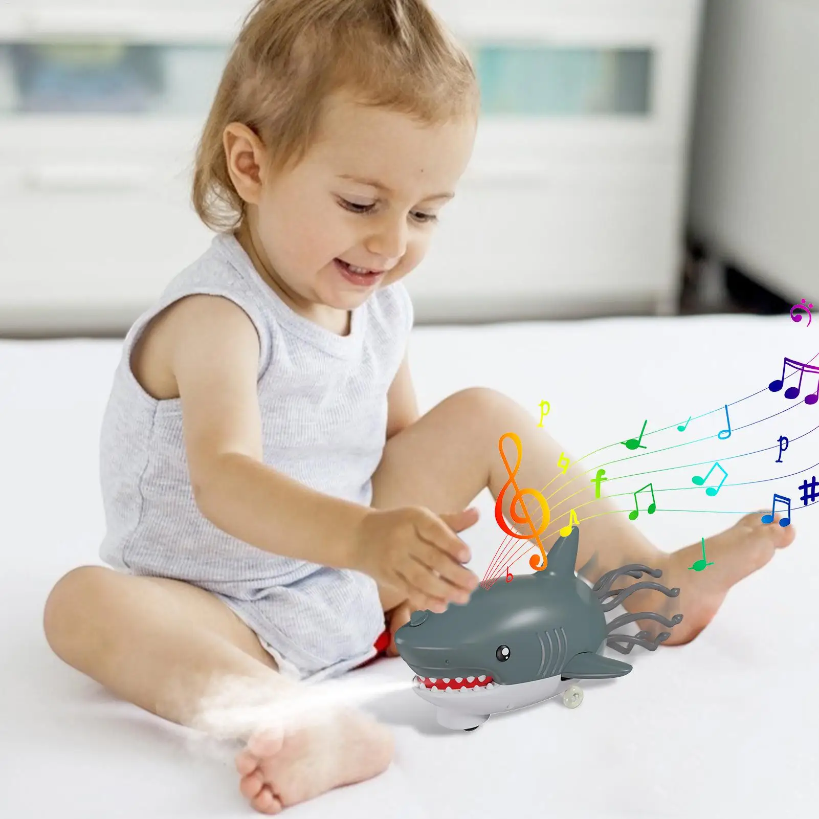 Dancing Shark Toy Light-Up Spray -Proof Doll Animal Soother Toy For Family Kids Boy Party Indoor Kindergarten Home Birthday
