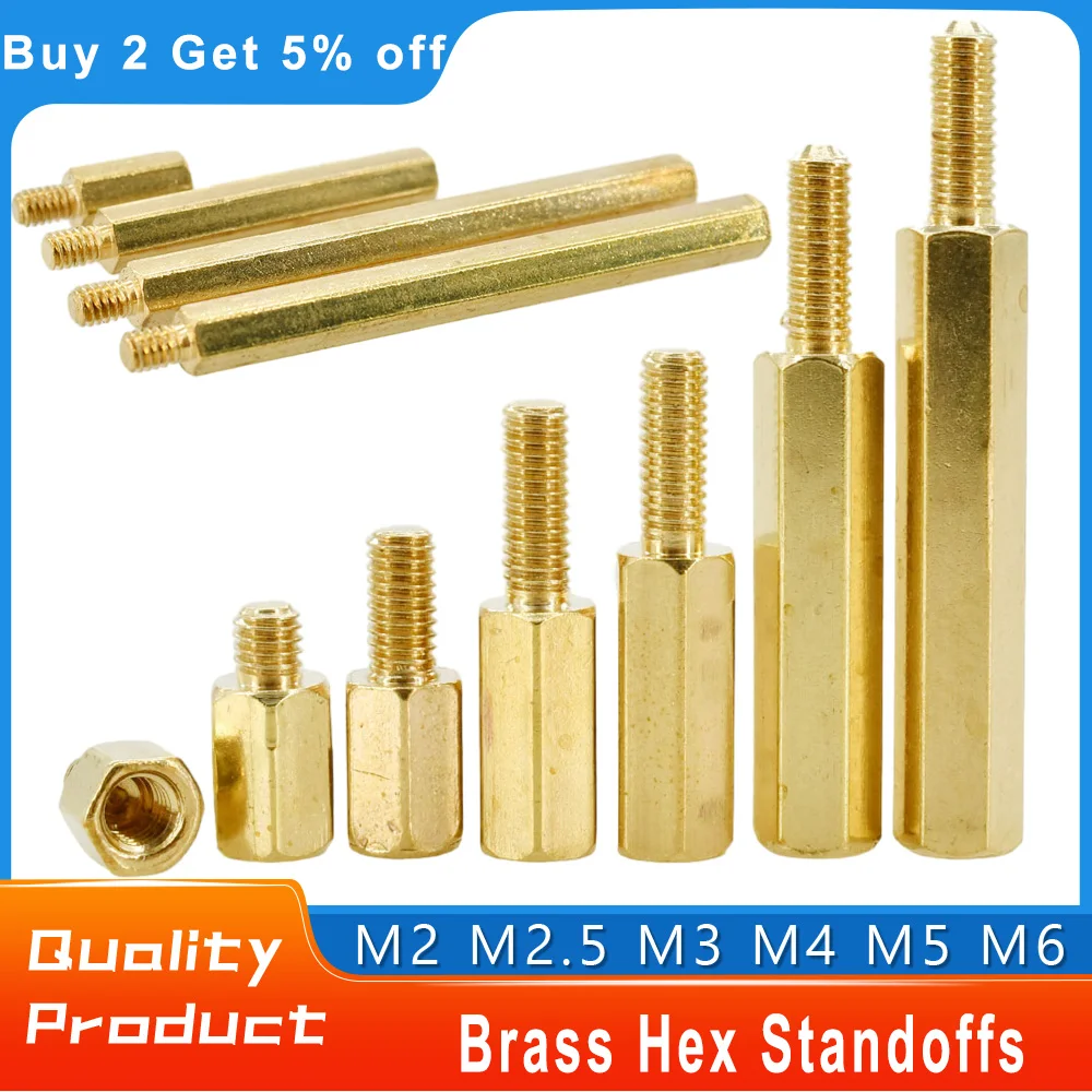 10Pcs/Lot M2 M2.5 M3 M4 M5 M6 Brass Motherboard Standoffs Hex Column Rack Stud Spacing Screw Spacer Copper PCB Support Pillars