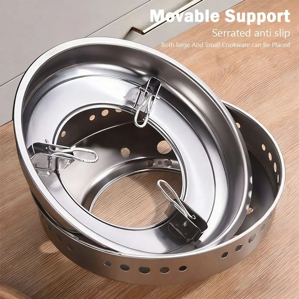 Stainless Steel Gas Stove Rack Silver Efficiency Enhancement Flame Concentrator Rack Sturdy Construction Windproof