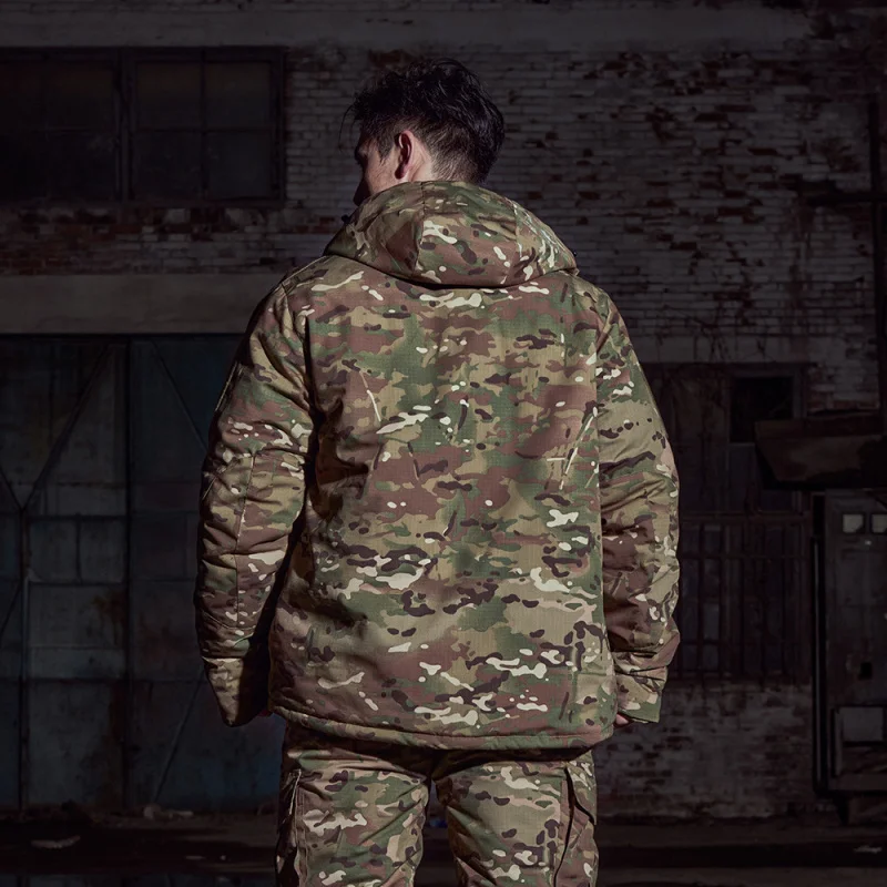 بدلة قطنية سميكة عاكسة للحرارة للشتاء في الهواء الطلق سترة واقية دافئة للرجال سترة تكتيكية #4