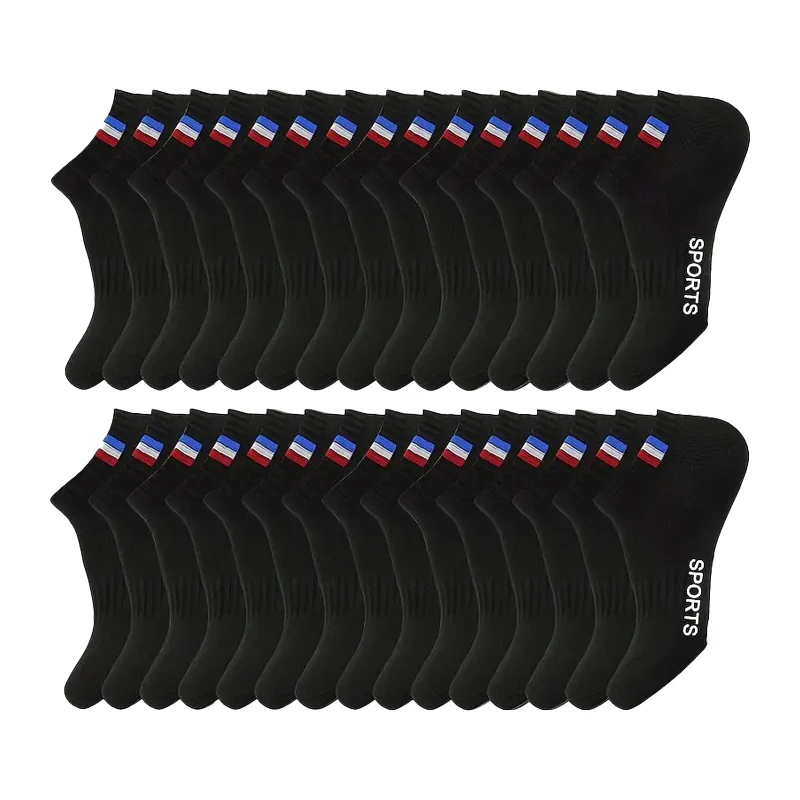 10/20/30 pièces hommes respirant coupe basse chaussettes athlétiques confortable évacuant l'humidité Polyester Spandex mélange pour le sport et tenue décontracté