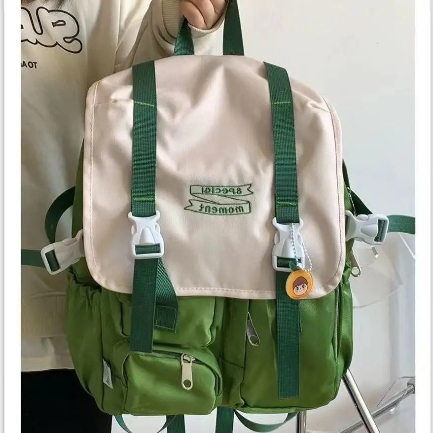 Damskie zielone styl Preppy ładny plecak projekt studentka torby szkolne japońska moda dziewczęca torba podróżna o dużej pojemności Jk