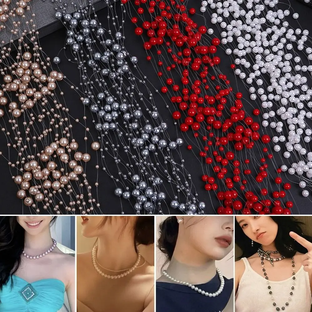 Imitation Pearl Fishing Line Pearls Colorful 3-8mm Artificial Pearls String DIY Multi-Size Pearls Beads Chain Garland Flowers