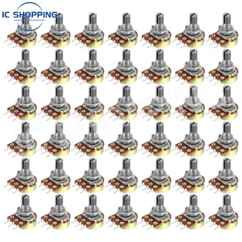 50 adet WH148 tek bağlantılı potansiyometre kapaklı B1K 2K 5K 10K 20K 50K 100K 500K 1M sap uzunluğu 15mm ayarlanabilir direnç