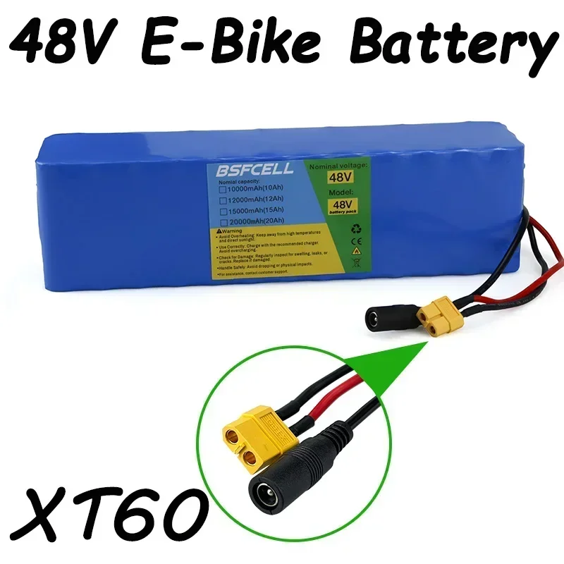 48V E-Bike Battery 10Ah/12Ah/15Ah/20Ah Li-ion Battery XT60/T-plug/Wire Connector ,48V Battery Pack With BMS