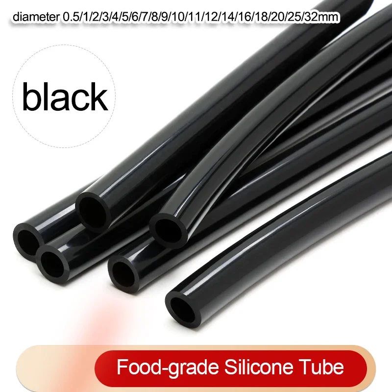 1~10m Food Grade Silicone Rubber Hose Black Diameter 0.5 1 2 4 5 6 7 8 9 10 11 12 14 16 18 20 25 32mm Flexible Silicone Tube