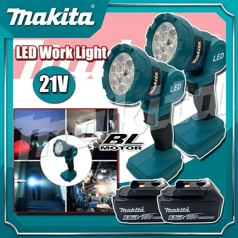 

Аккумуляторный светодиодный рабочий фонарь Makita, перезаряжаемый фонарик, электроинструмент для использования в помещении и на улице, ночной прожектор, инструмент для аккумуляторов 18В