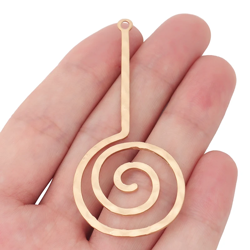 5 x Matte Gold Color Geometric Spiral Swirl Circle Charms Pendants for DIY Earrings Jewelry Making Accessories 71x32mm