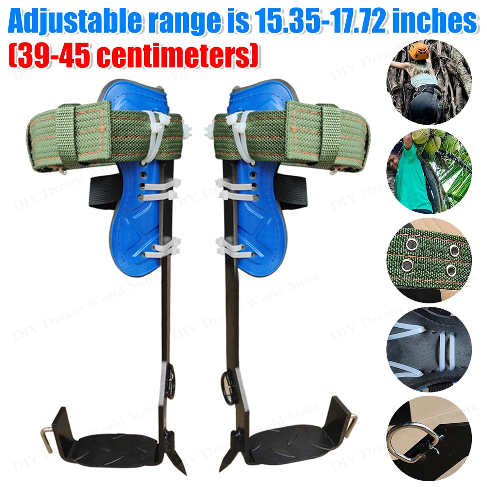 

High Load 350lbs Tree Climbing Spikes Kit 1Pair Adjustable Stainless Steel Equipment with Anti-Slip Pedals for Fruit Picking W