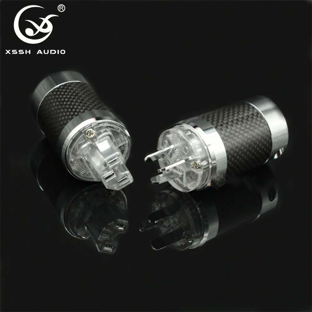 Electrical Jack XSSH YIVO Hi-end US EU IEC Carbon Fiber Tellurium Copper Rhodium Plated DIY 3pins AC Power Cord Plug Connectors