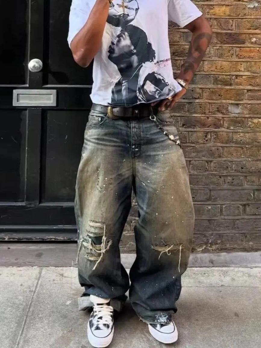 No faith studios wash sticker ripped ink splash jeans