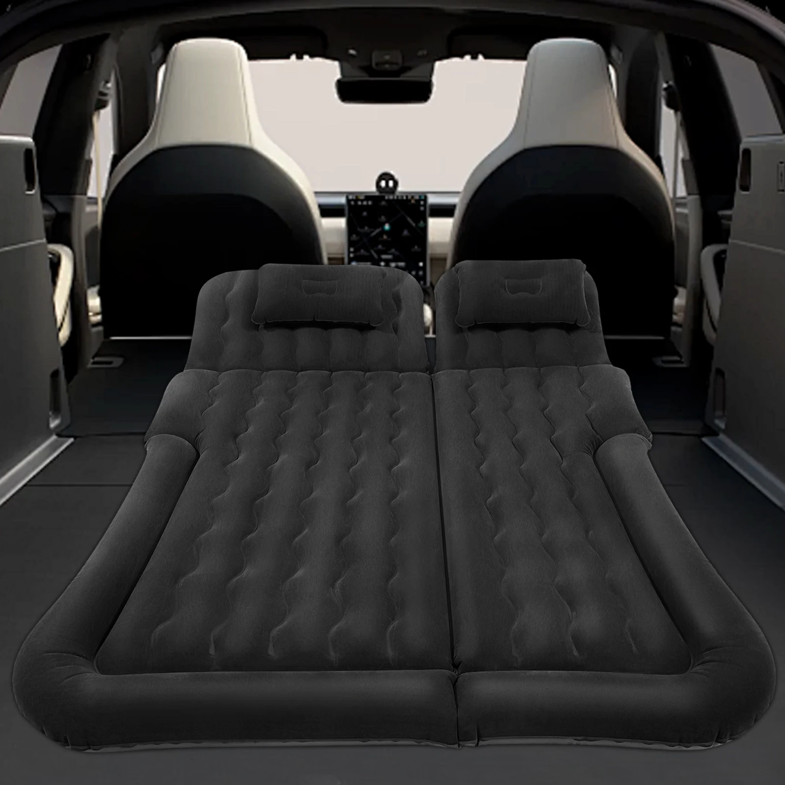 

Thick Inflatable Mattress, Black Flocking PVC, Queen Size Airbed with Built-in Pump, 551lbs Capacity, 174x126cm(68.5x49.6in)