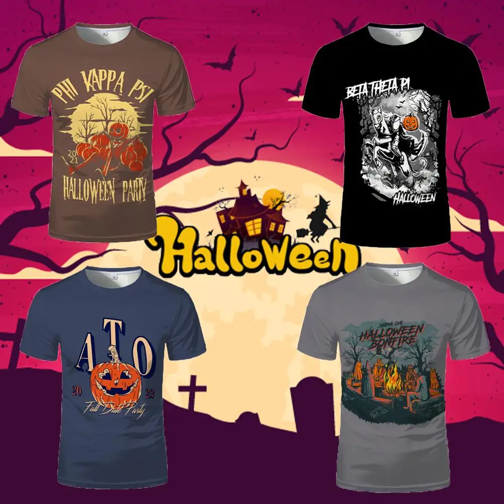 

Halloween Pumpkin Lantern 3D Printed T-shirts Horror Halloween Theme Party Short Sleeve Tops Men's And Women's Casual T Shirts