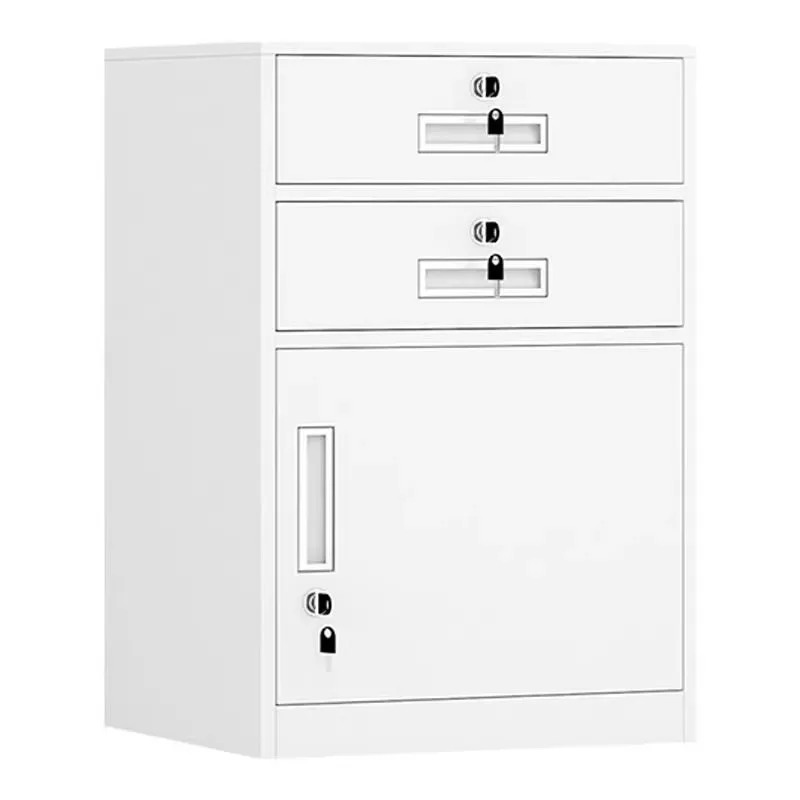 Lockable Office Side Cabinet, Under-desk Small Storage Cabinet with Drawers for Document & Archive Organization
