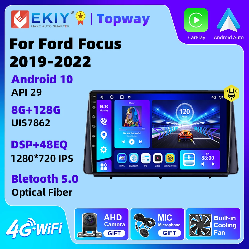 

EKIY Car Radio For Ford Focus 2019-2022 Android Autostereo Multimedia Video Player Navigation GPS Stereo Video Camera 2 Din