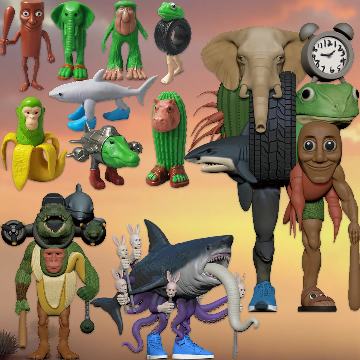 تونغ صحور أنيمي عمل نموذج لجسم لعبة من الكارتون Tralalero Tralala قصف التمساح الشمبانزي الديكور دمية هدايا الاطفال