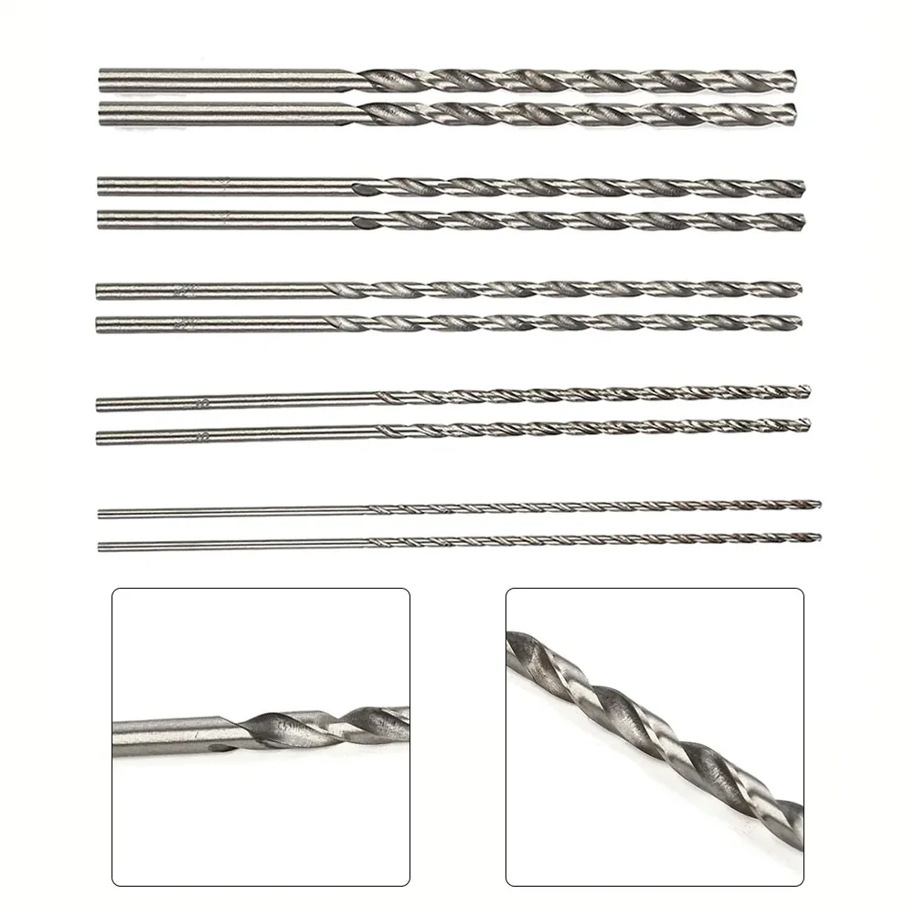 Brocas HSS de 10 piezas, 150mm, 2/3/3.5/4/5mm, cabezal para madera, aluminio, plástico, perforadora, taladro eléctrico, accesorios para herramientas eléctricas