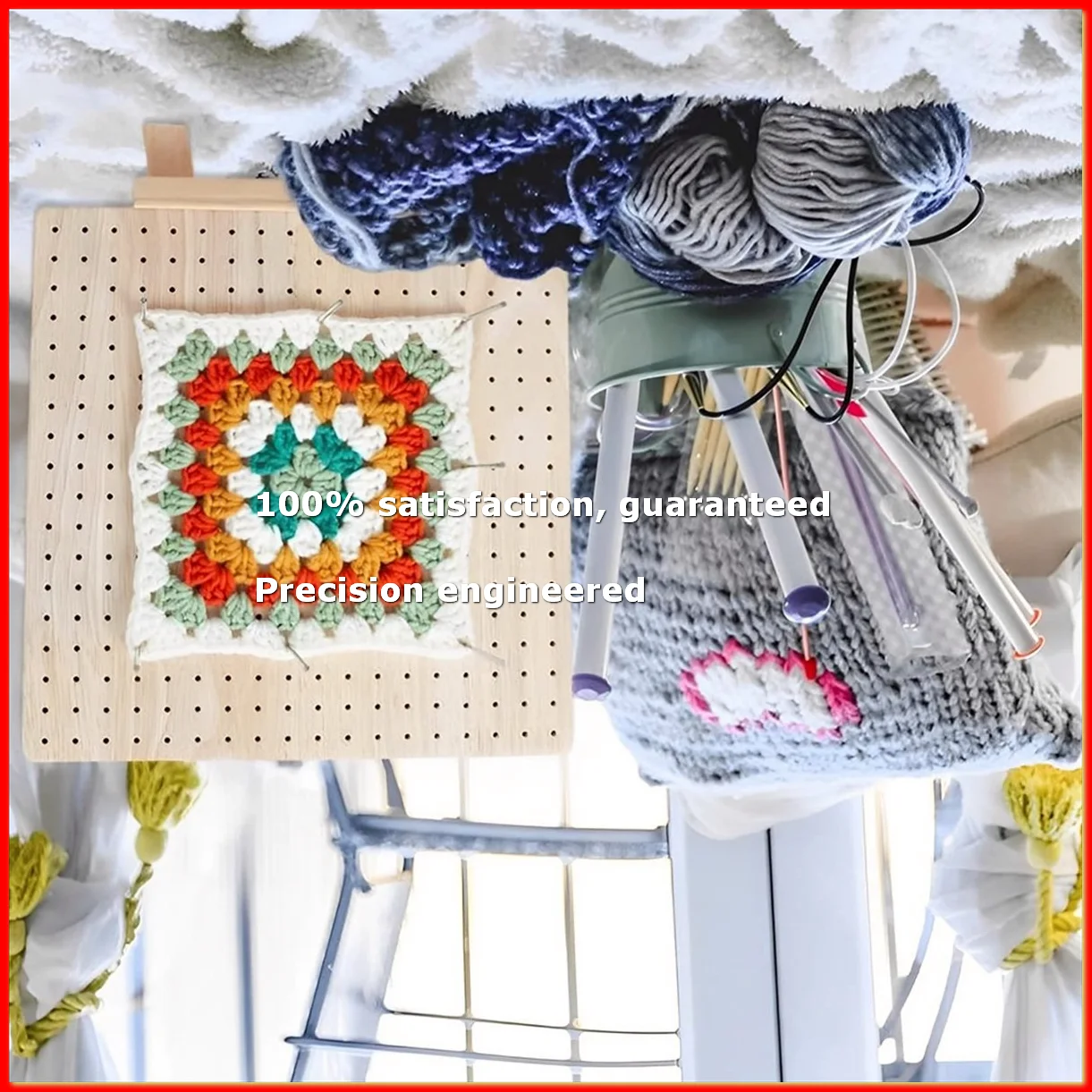 

Wooden Crochet Blocking Board Reusable Handcrafted Knitting Blocking Mat Set Stand Square Blocking Board-A79M