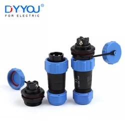 LP/SP21 IP68 Back Nut Screw crimp Panel Mount Connector Outdoor Waterproof 2/3/4/5/6/7 Pin Welding Free Male Plug Female Socket
