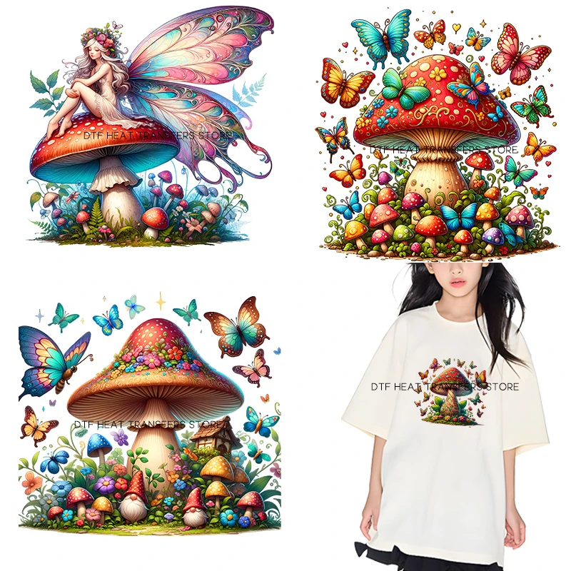 Dream Fairy Tale Castle Mushroom House Iron On Patch Heat Transfer On Clothes DTF Iron on transfer Heat Transfer On Clothes