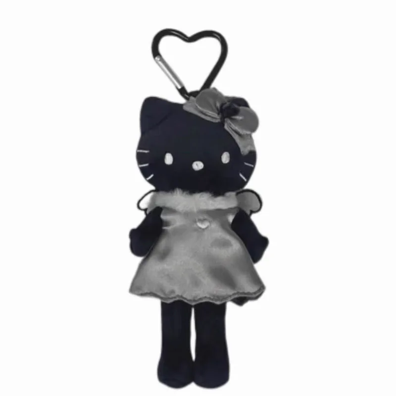 15CM Uroczy Kreskówkowy Kawaii Aniołek Szary Długie Nogi Czarna Spódniczka Długie Nogi Hello Kitty Pluszowa Lalka Brelok Zawieszka do Torby Zabawka Prezent