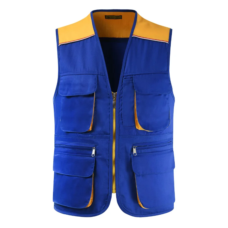 Black Summer Outdoor Work Safari Fishing Travel Photo Vest with Pockets For Men Working Waistcoat Sleeveless