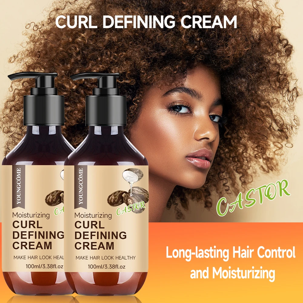 Rizinusöl-Curl-Aktivatorcreme – Definiertes, spaltes/gewelltes Haar, Feuchtigkeitsbeständigkeit, nicht fettende Formel, sicher für gefärbtes Haar – Detail 8