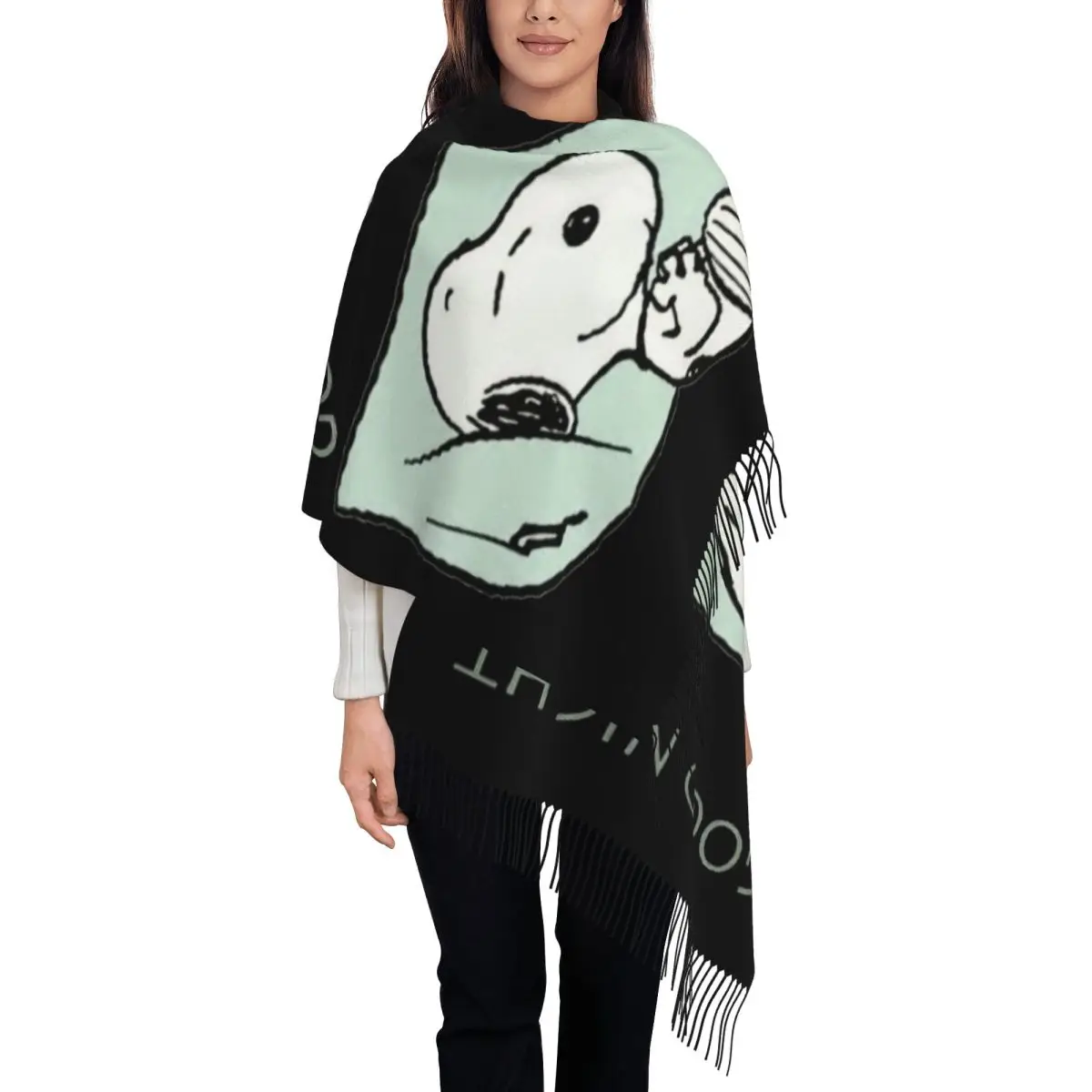 

Женский шарф с кисточками S-snoopys GOOD NIGHT, мягкие шали, женские зимне-осенние шарфы