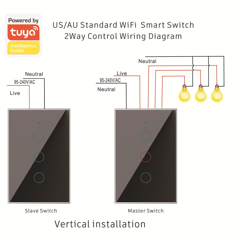 

Tuya 2 way dual control US AU WiFi Smart remote control touch switch works with Alexa and Google