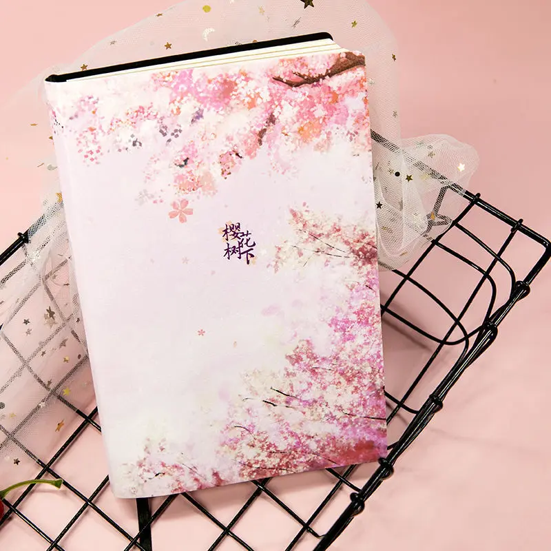 A5 Creativity Hand Ledger Sakura Blank Grid Dot Hand Ledger Girl Heart Cute Diary Notebook Student Stationery for Gril Gift