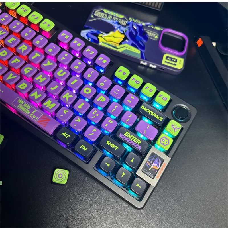 Imagem -06 - Keycap Pudim de Teclado Mecânico Double Milk Retroiluminado Transparente Rgb Pbt Cap Chave Personalizado Tintura-subbed Perfil Mda 122 Chaves