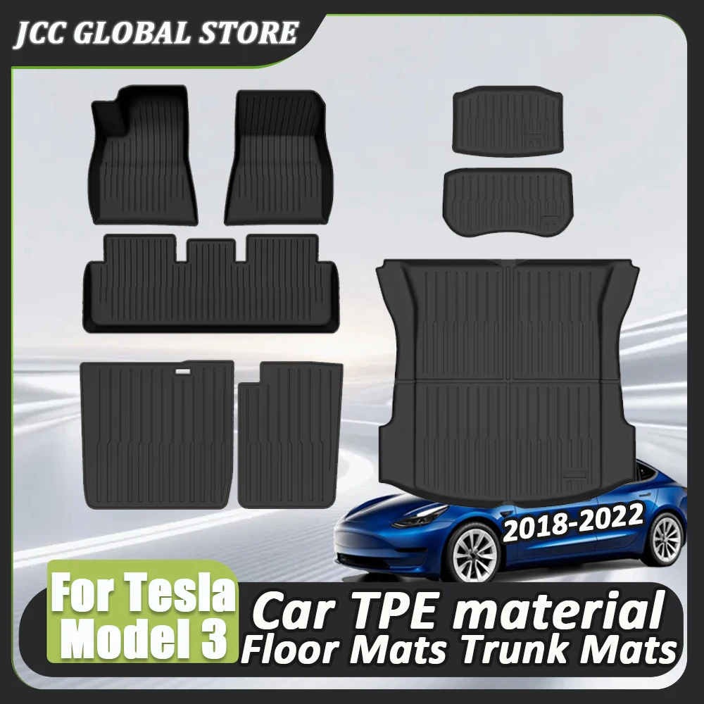 Tapis de sol de voiture pour Tesla modèle 3 2018 2019 2020 2021 2022, Premium, tous temps, antidérapant, imperméable, TPE, doublures de sol