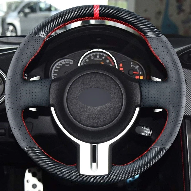 Carbon Fiber Steering Wheel Cover for Toyota 86 Scion FR-S 2013-2016 Subaru BRZ 2012-2016 Leather Interior Accessories