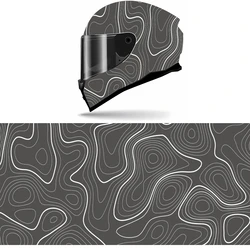 Topography Contour Map Art Full Helmet Wrap Sticker Motorcycle Helmet Racing Graphic Decal Vinyl Wrap Helmet Decor Sticker