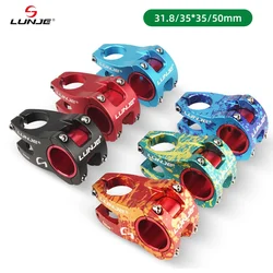 LUNJE Bicycle Handlebar Stem Aluminum MTB Power Road Bike Short Stem 50mm Mountain Road Bike Adjustable Bridge 31.8mm