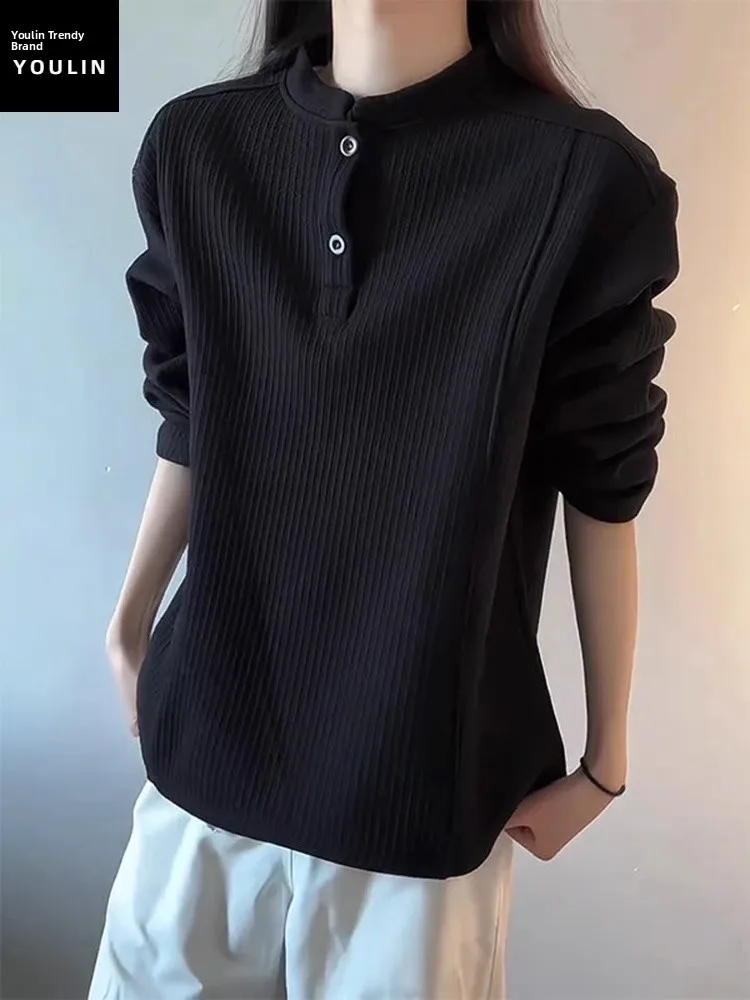 

Men's Bla Fce Lined Thi Long Sve Hoodie Henry Collar oulder Width Regular Fit American Sle Inner Wear Base irt