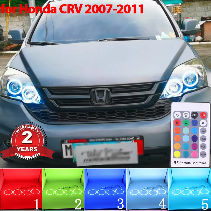 LED Angel Eyes Kit  Ring Headlight Lamps For HONDA CR-V CRV 2007 - 2011 Ultra Bright Refit RGB multi-color Remote Control